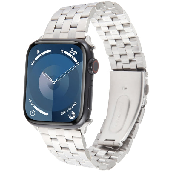 For Apple Watch Series 7 45mm 22mm Ultra-thin Five Beads Stainless Steel Watch Band(Silver)