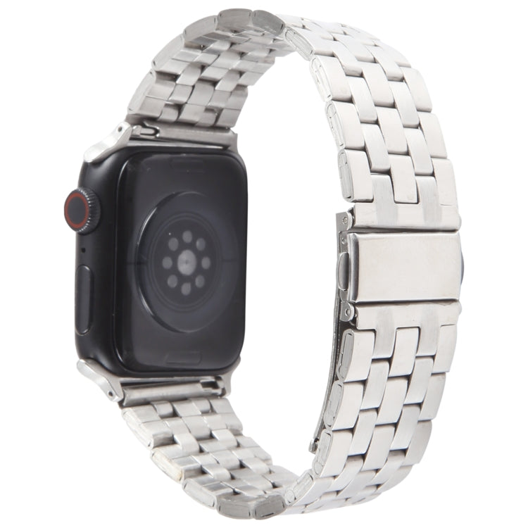 For Apple Watch 42mm 22mm Ultra-thin Five Beads Stainless Steel Watch Band(Silver)