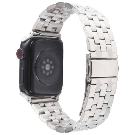 For Apple Watch 42mm 22mm Ultra-thin Five Beads Stainless Steel Watch Band(Silver)