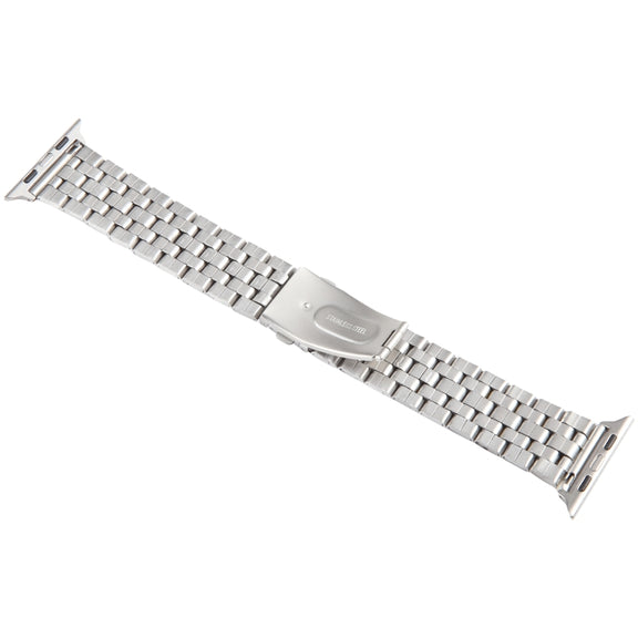 For Apple Watch 42mm 22mm Ultra-thin Five Beads Stainless Steel Watch Band(Silver)