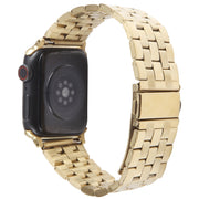 For Apple Watch 42mm 22mm Ultra-thin Five Beads Stainless Steel Watch Band(Gold)
