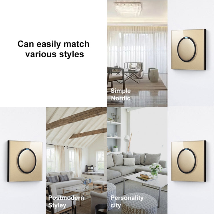 86mm Round LED Tempered Glass Switch Panel, Gold Round Glass, Style:Telephone-Computer Socket