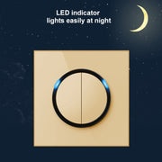 86mm Round LED Tempered Glass Switch Panel, Gold Round Glass, Style:Computer Socket