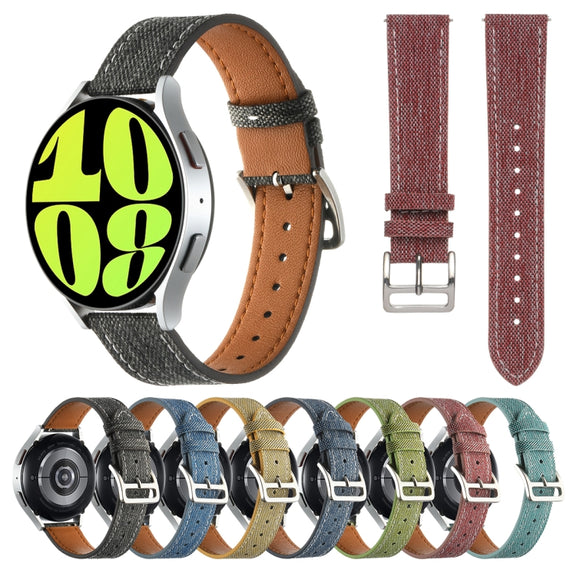 20mm Universal Denim Leather Buckle Watch Band(Black)