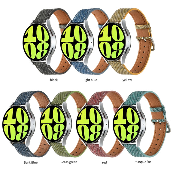 20mm Universal Denim Leather Buckle Watch Band(Light Blue)