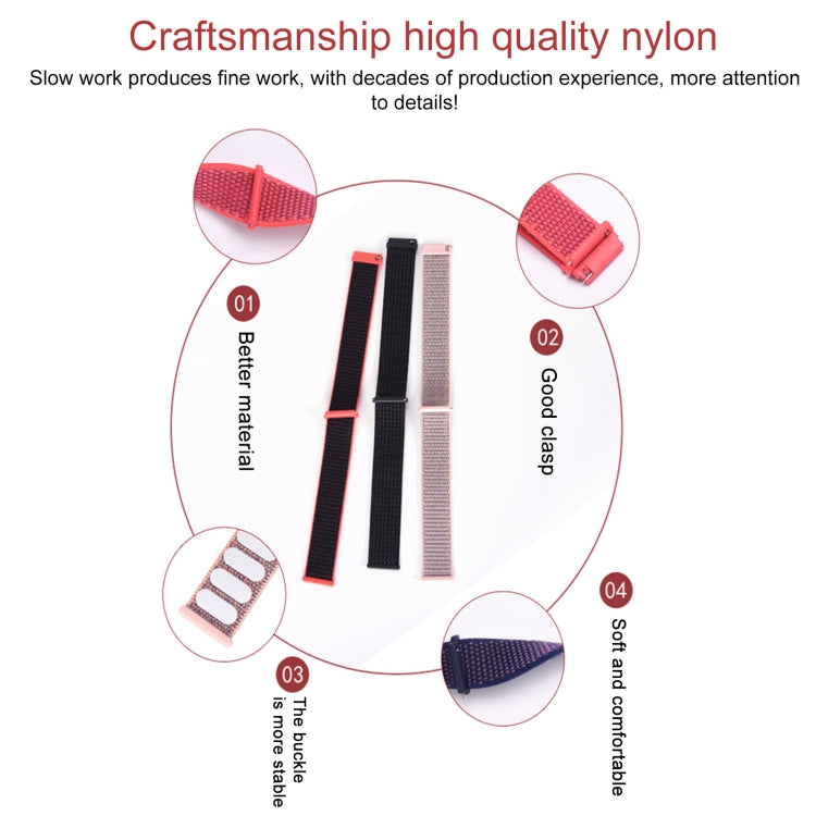 18mm Universal Nylon Loop Watch Band(Pink White Pink)