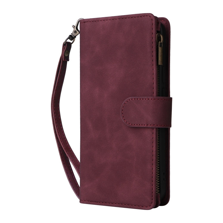 For Google Pixel 9 Pro Multifunctional Multi-Card Wallet Phone Leather Case(Wine Red)