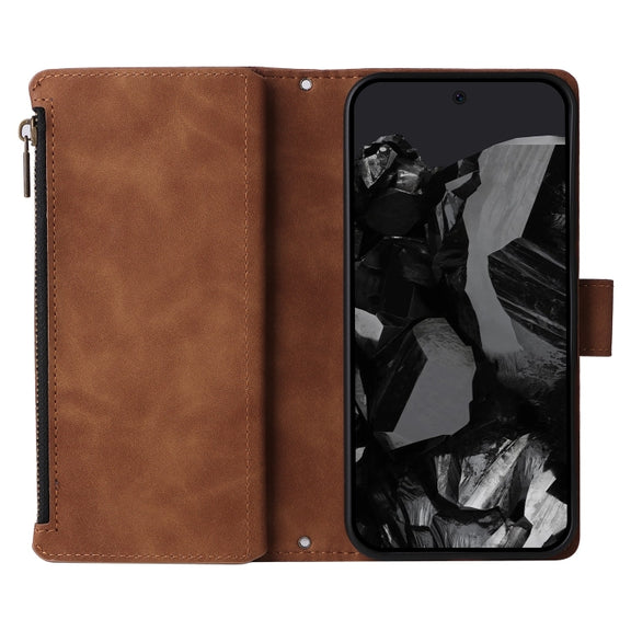 For Google Pixel 9 Pro Multifunctional Multi-Card Wallet Phone Leather Case(Brown)