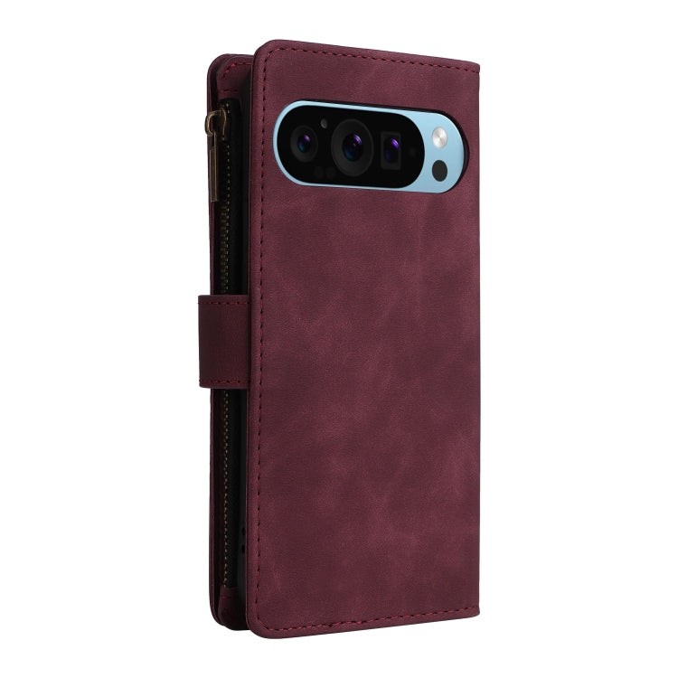 For Google Pixel 9 Multifunctional Multi-Card Wallet Phone Leather Case(Wine Red)