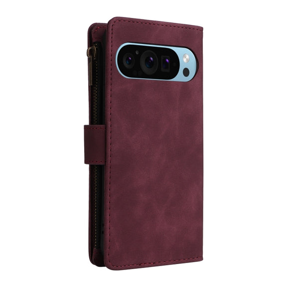 For Google Pixel 9 Multifunctional Multi-Card Wallet Phone Leather Case(Wine Red)