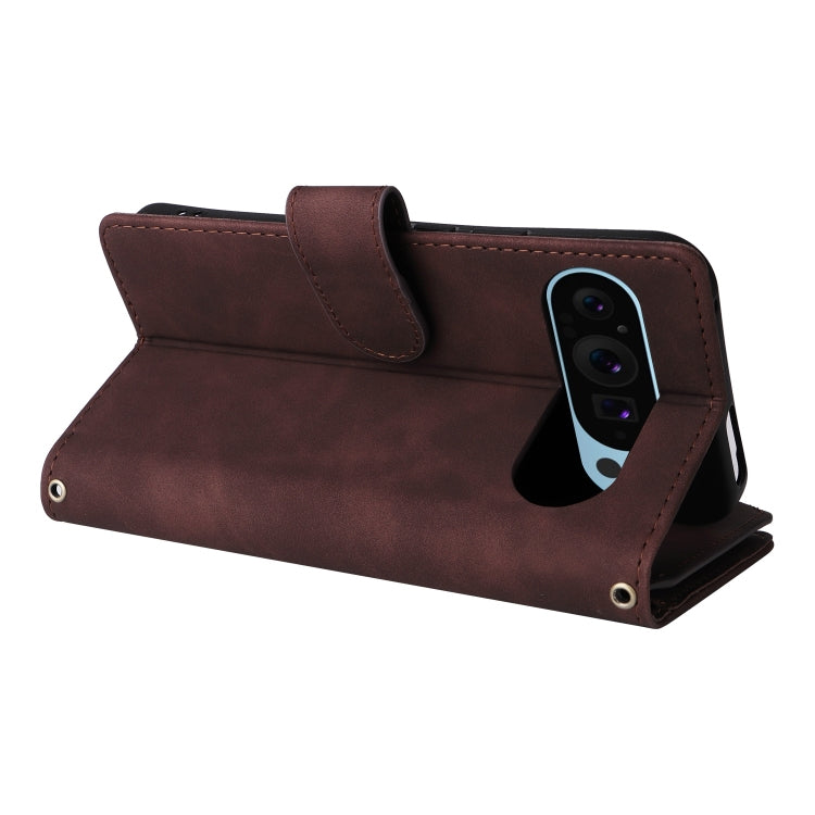 For Google Pixel 9 Multifunctional Multi-Card Wallet Phone Leather Case(Coffee)