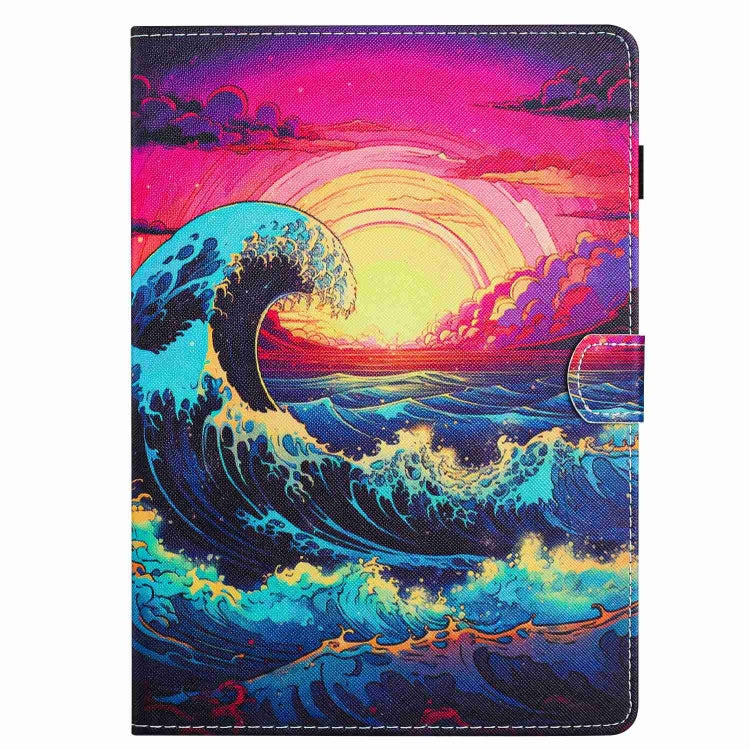 For 10 inch Painted Pattern Stitching Leather Tablet Case(Waves)