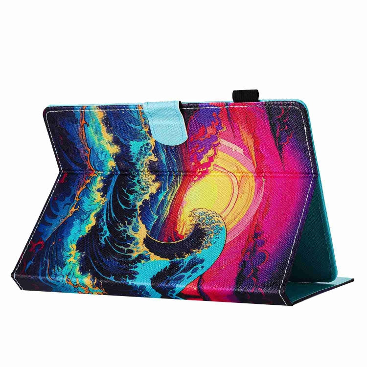 For 10 inch Painted Pattern Stitching Leather Tablet Case(Waves)