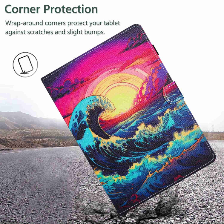 For 10 inch Painted Pattern Stitching Leather Tablet Case(Waves)