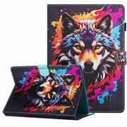 For 10 inch Painted Pattern Stitching Leather Tablet Case(Colorful Wolf)