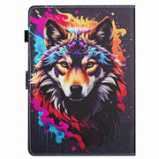 For 10 inch Painted Pattern Stitching Leather Tablet Case(Colorful Wolf)