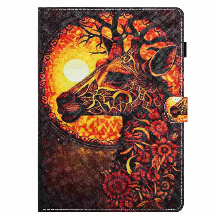 For 10 inch Painted Pattern Stitching Leather Tablet Case(Flower Deer)