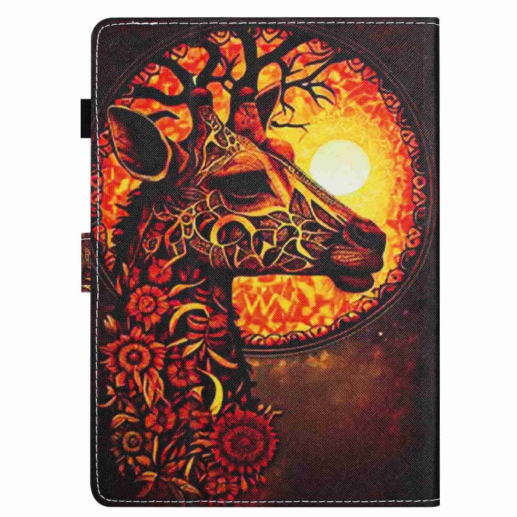 For 10 inch Painted Pattern Stitching Leather Tablet Case(Flower Deer)