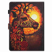 For 10 inch Painted Pattern Stitching Leather Tablet Case(Flower Deer)