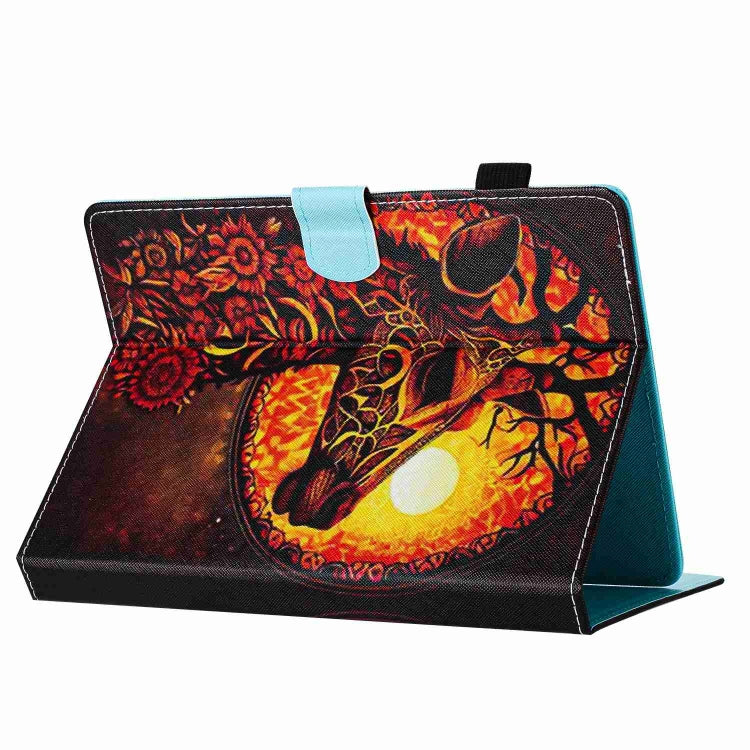 For 10 inch Painted Pattern Stitching Leather Tablet Case(Flower Deer)