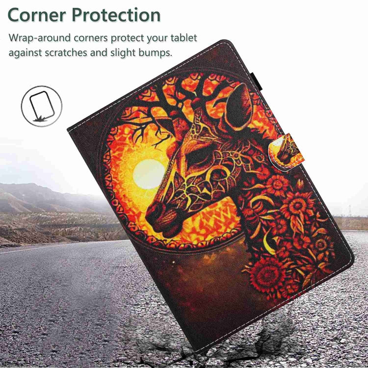 For 10 inch Painted Pattern Stitching Leather Tablet Case(Flower Deer)