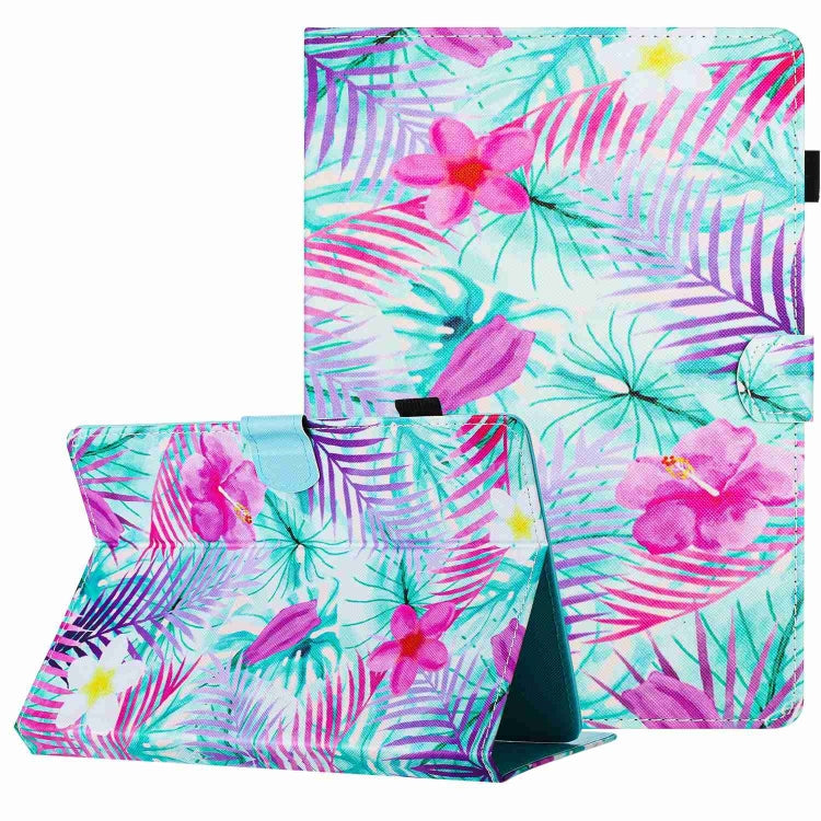 For 10 inch Painted Pattern Stitching Leather Tablet Case(Bougainvillea)