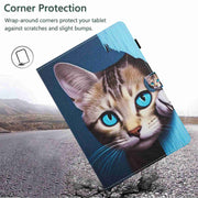 For 10 inch Painted Pattern Stitching Leather Tablet Case(Blue Cat)