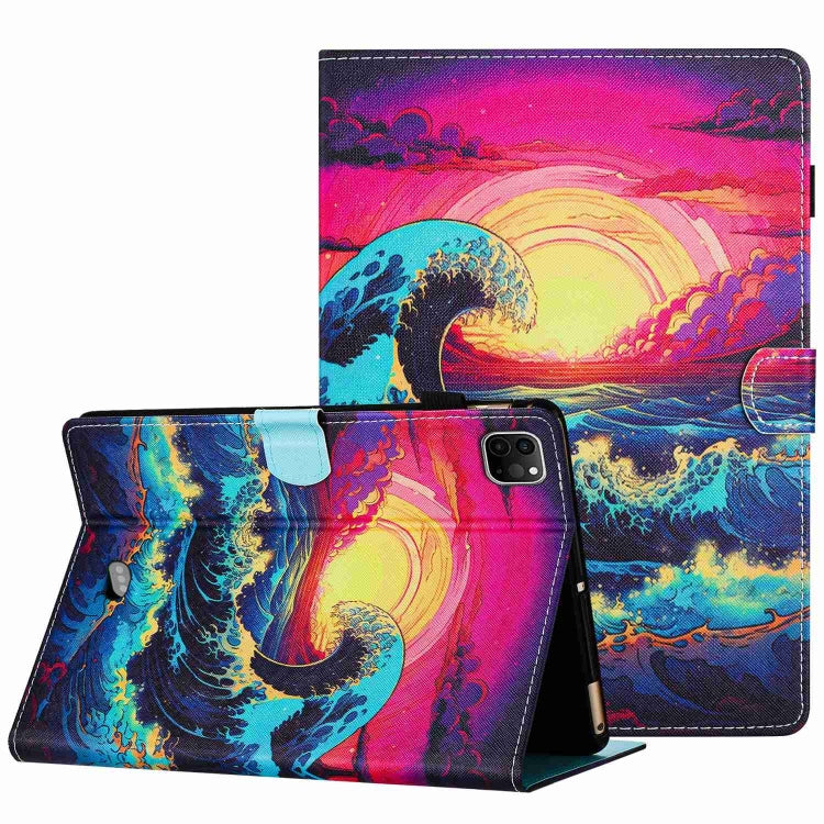 For iPad 11 Pro 2024 / 2020 / Air 4 10.9 Painted Pattern Stitching Smart Leather Tablet Case(Waves)