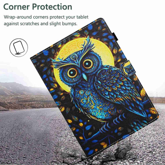 For iPad 11 Pro 2024 / 2020 / Air 4 10.9 Painted Pattern Stitching Smart Leather Tablet Case(Moonlight Eagle)