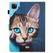 For iPad 11 Pro 2024 / 2020 / Air 4 10.9 Painted Pattern Stitching Smart Leather Tablet Case(Blue Cat)