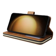 For Samsung Galaxy S24+ 5G 9-Card Slots Zipper Wallet Bag Leather Phone Case(Brown)