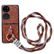 For Huawei P50 Pocket Impression Camellia Pattern Protective Phone Case with Diamond Ring Long Lanyard(Brown) - Huawei Cases by PMC TechLife | Online Shopping South Africa | PMC TechLife