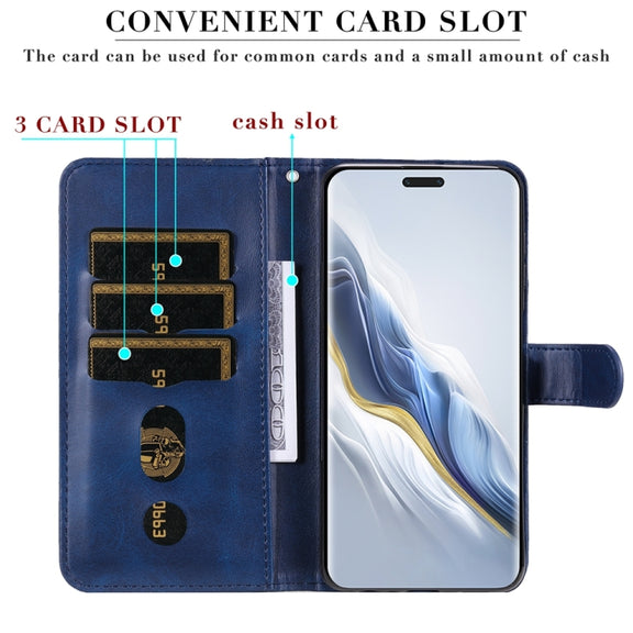 For Honor Magic6 Pro Fashion Calf Texture Zipper Leather Phone Case(Blue)