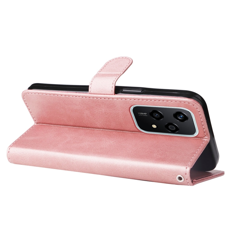 For Honor 200 Lite Global Fashion Calf Texture Zipper Leather Phone Case(Rose Gold)