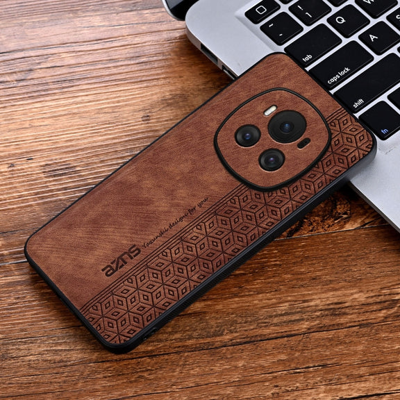 For Honor Magic6 AZNS 3D Embossed Skin Feel Phone Case(Brown)