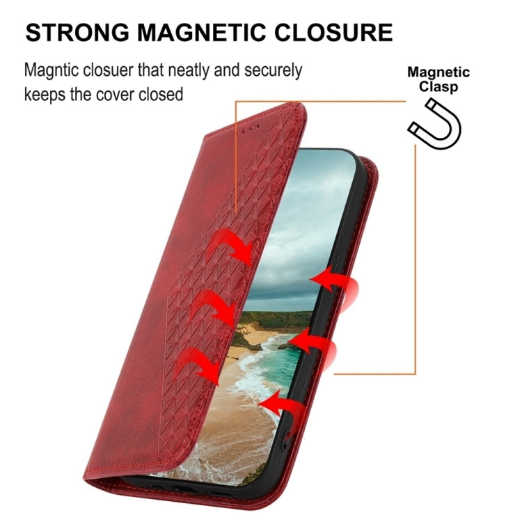 For Google Pixel 9 Cubic Grid Calf Texture Magnetic Leather Phone Case(Red)