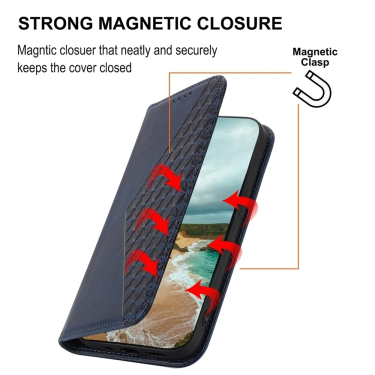 For Google Pixel 9 Cubic Grid Calf Texture Magnetic Leather Phone Case(Blue)