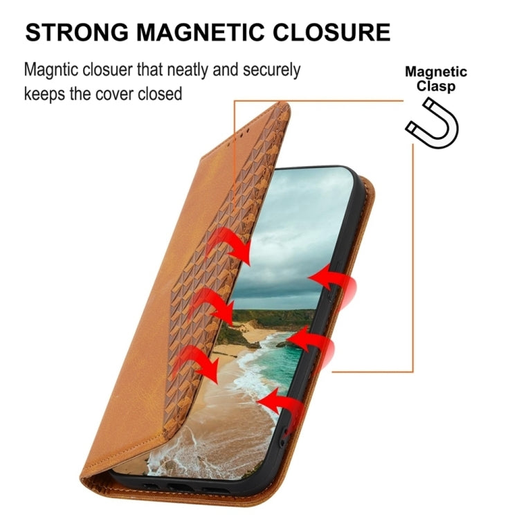 For Google Pixel 9 Cubic Grid Calf Texture Magnetic Leather Phone Case(Yellow)