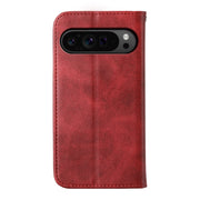 For Google Pixel 9 Pro Cubic Grid Calf Texture Magnetic Leather Phone Case(Red)