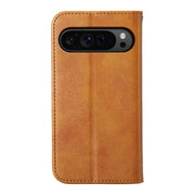 For Google Pixel 9 Pro Cubic Grid Calf Texture Magnetic Leather Phone Case(Yellow)