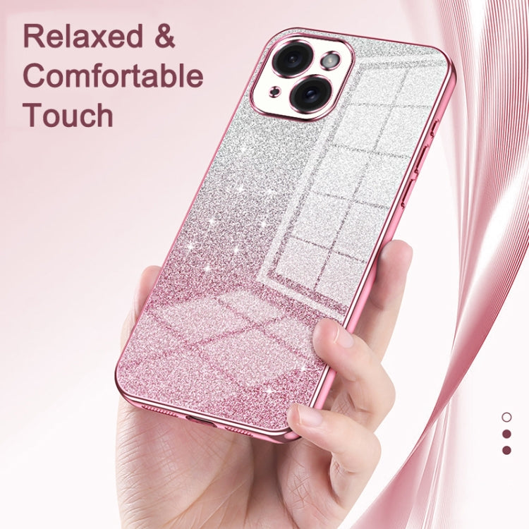 For iPhone 16 Pro Max Gradient Glitter Powder Electroplated Phone Case(Purple)