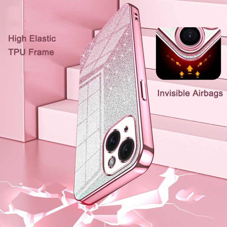 For iPhone 16 Pro Max Gradient Glitter Powder Electroplated Phone Case(Purple)