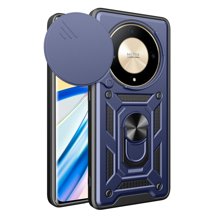 For Honor X9b Sliding Camera Cover Design TPU+PC Phone Case(Blue)