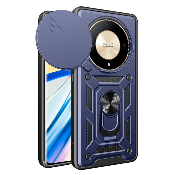For Honor X9b Sliding Camera Cover Design TPU+PC Phone Case(Blue)