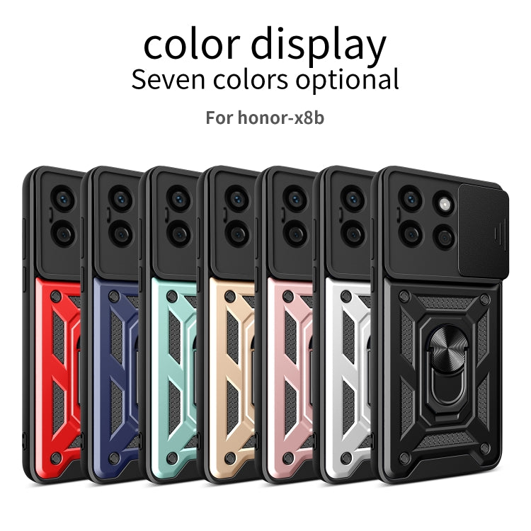 For Honor X8b Sliding Camera Cover Design TPU+PC Phone Case(Silver)