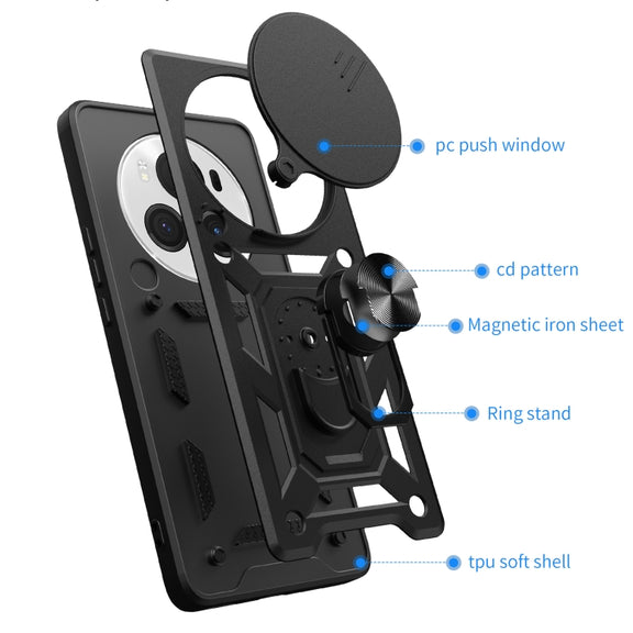 For Honor Magic6 Pro Sliding Camera Cover Design TPU+PC Phone Case(Black)