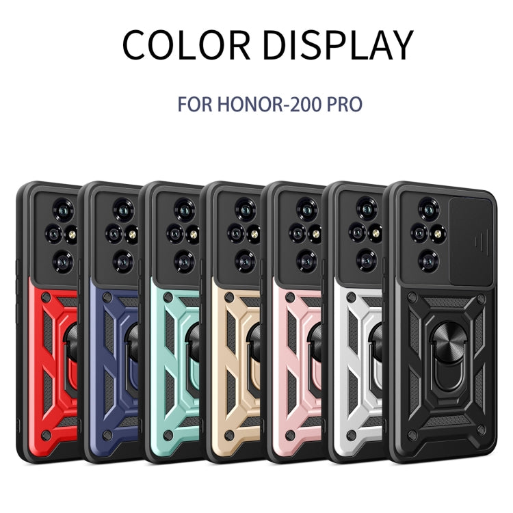 For Honor 200 Pro Sliding Camera Cover Design TPU+PC Phone Case(Black)
