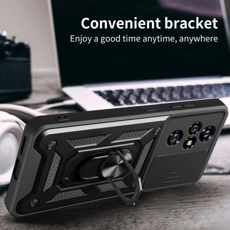 For Honor 200 Pro Sliding Camera Cover Design TPU+PC Phone Case(Black)