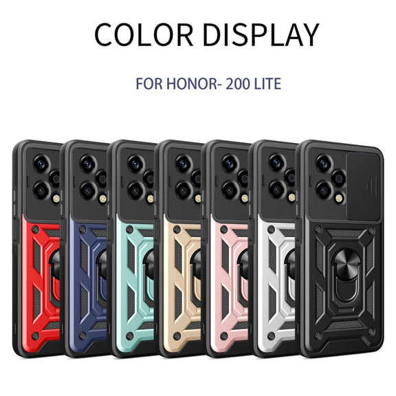 For Honor 200 Lite Global Sliding Camera Cover Design TPU+PC Phone Case(Black)