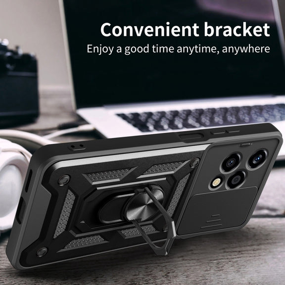 For Honor 200 Lite Global Sliding Camera Cover Design TPU+PC Phone Case(Black)